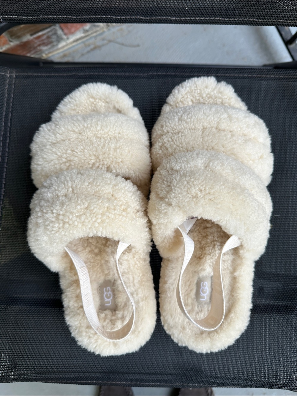UGG Cream Shearling Slide Sandals - Plush Open-Toe Slippers